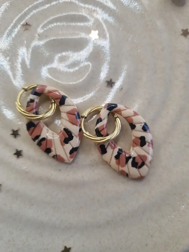Leopard Hoops (Beige)